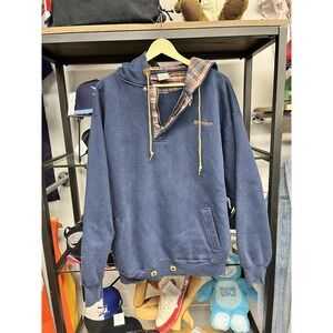 Vintage 90s Microsoft Computers Half Zip Flannel Hooded Sweatshirt Size Large